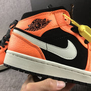 Air Jordan 1 Mid Shattered Backboard Sneakers, Black and Orange