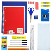 12 Wholesale 17" Backpacks in 12 Assorted Colors and Prints & 12 Bulk School Supply Kits of Your Choice