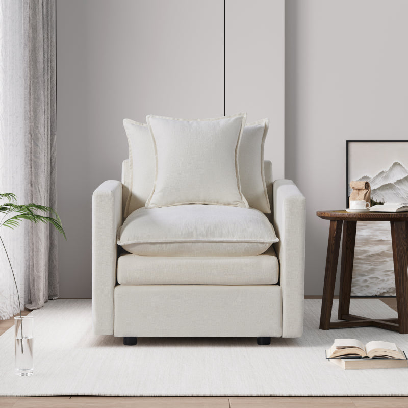 Cozy Deep Single-Seat Sofa with Chenille Fabric, Perfect for Reading in The Living Room