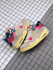 Union x Air Jordan 4 Sneakers Pink Beige Navy Yellow