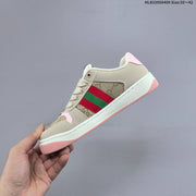 Gucci Screener Low-Top Sneakers in Beige and Pink