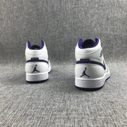 Air Jordan 1 Mid White Purple Sneakers 332148-137