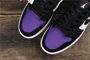 Air Jordan 1 Low White Black Orange Purple Sneakers 553558-125