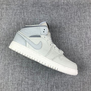Air Jordan 1 Mid Sneakers in White and Grey
