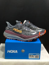 HOKA Stinson 7 Trail Running Shoes Gray Orange