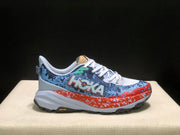 HOKA Speedgoat 6 Trail Running Shoes, Blue and Orange