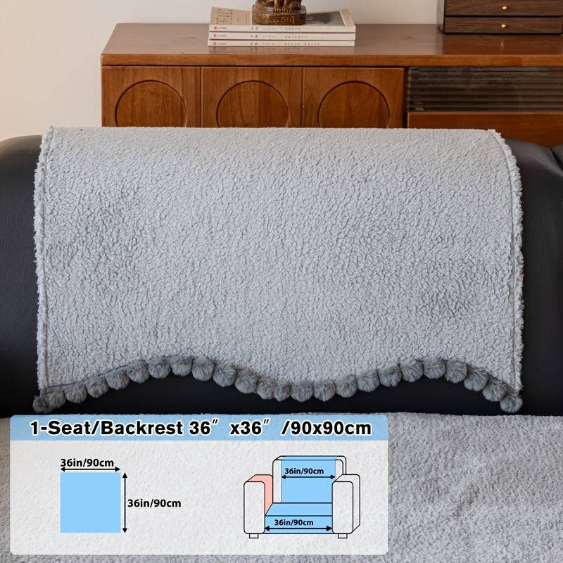 1pc of Solid Color Cushion with Ball Edge Decoration, Perfect for Adding Warmth to Your Home During Winter. This Anti-Slip, Pet-Friendly Cushion Is Suitable for All Seasons And Ideal for Use in Bedrooms, Living Rooms, And Offices