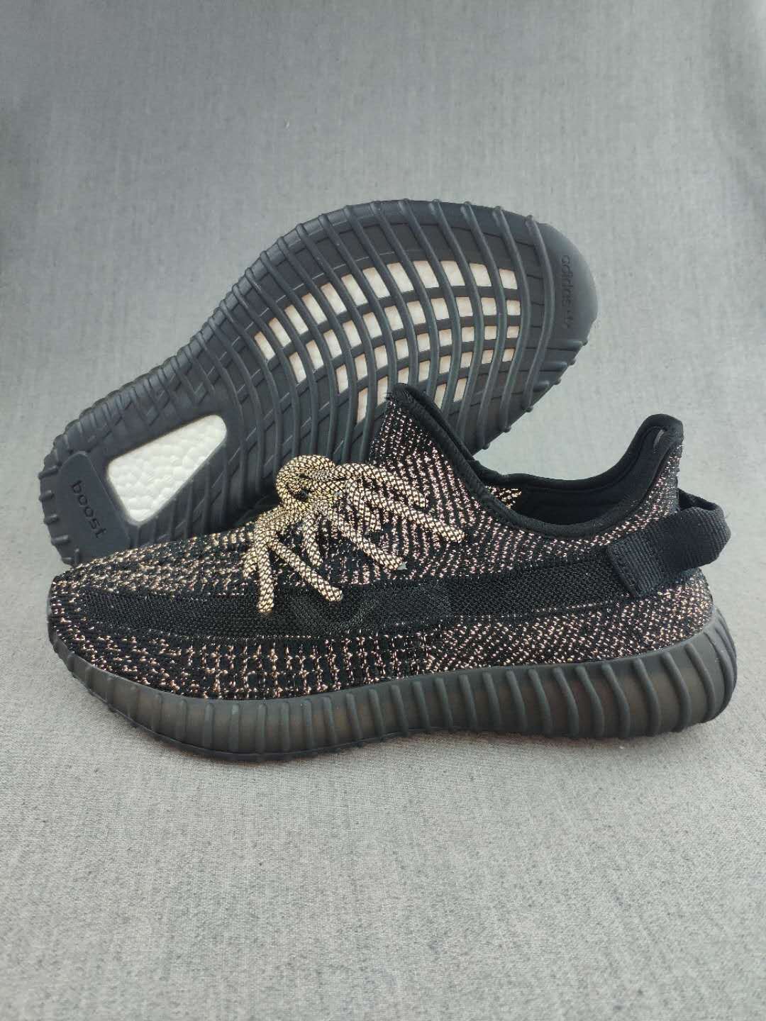Yeezy 350 V2 Knit Sneakers in Black and Cream