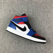 Air Jordan 1 Mid Blue Red Black White Sneakers