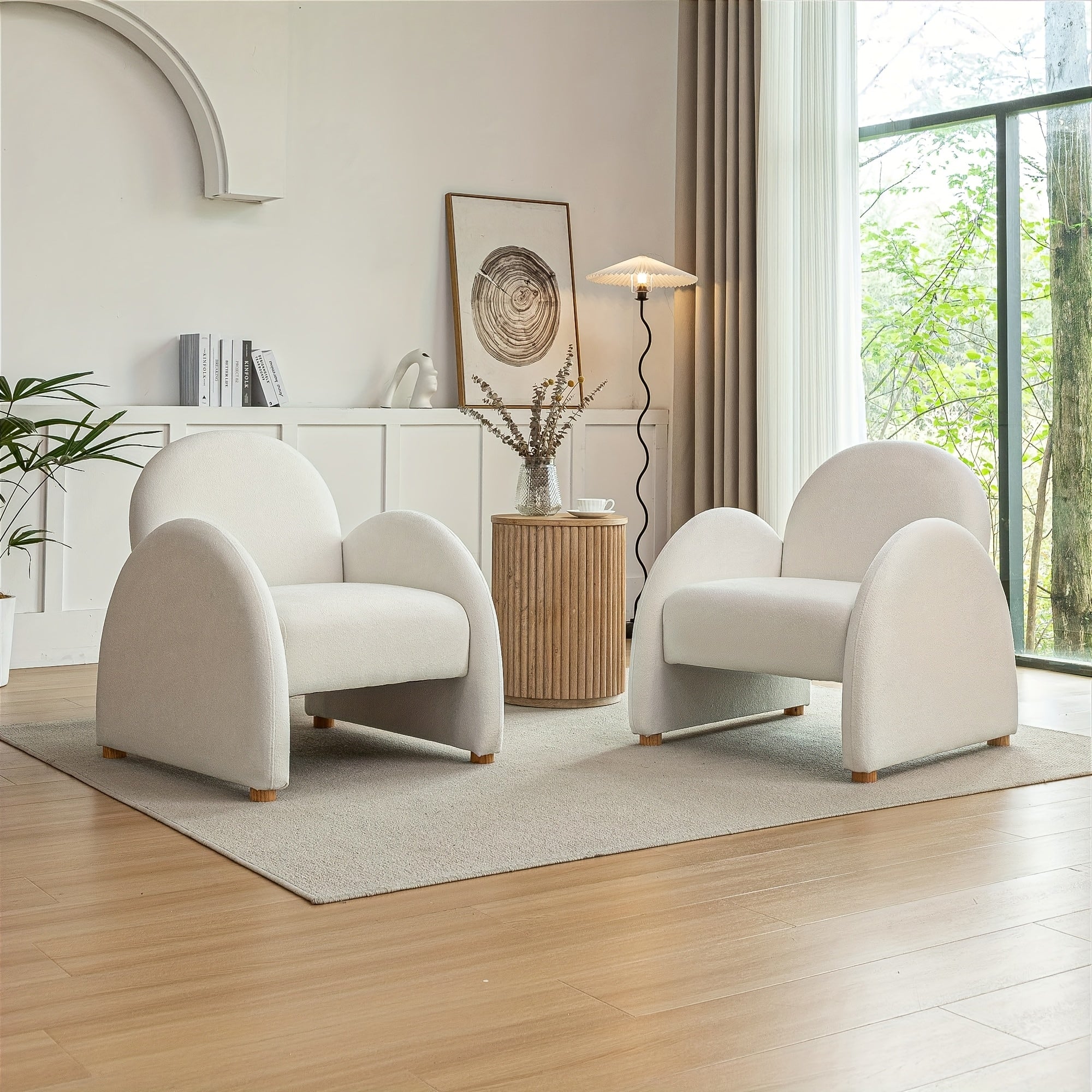 Modern Accent Chair, Upholstered Boucle Arm Single Sofa, Comfy Armchair, Fluffy Reading Chair For Living Room, Bedroom, Home Office