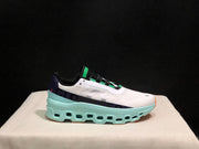 On Cloudmonster Running Shoes in White and Aqua