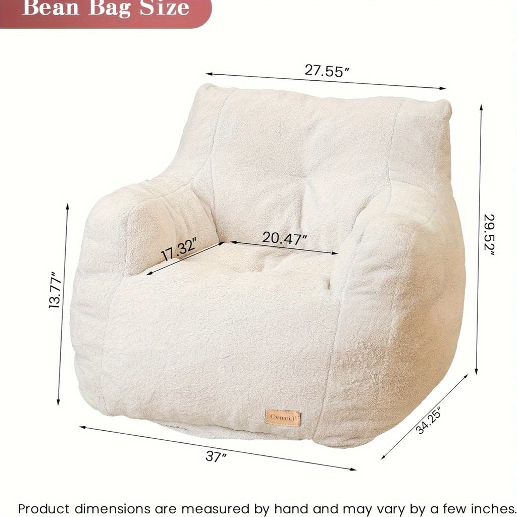 Cozy Bean Bag Sofa Fluffy & Comfy Bean Bag Chair With Filler | Tufted Soft Stuffed Filling, Handrail - For Bedroom, Apartment, Living Room