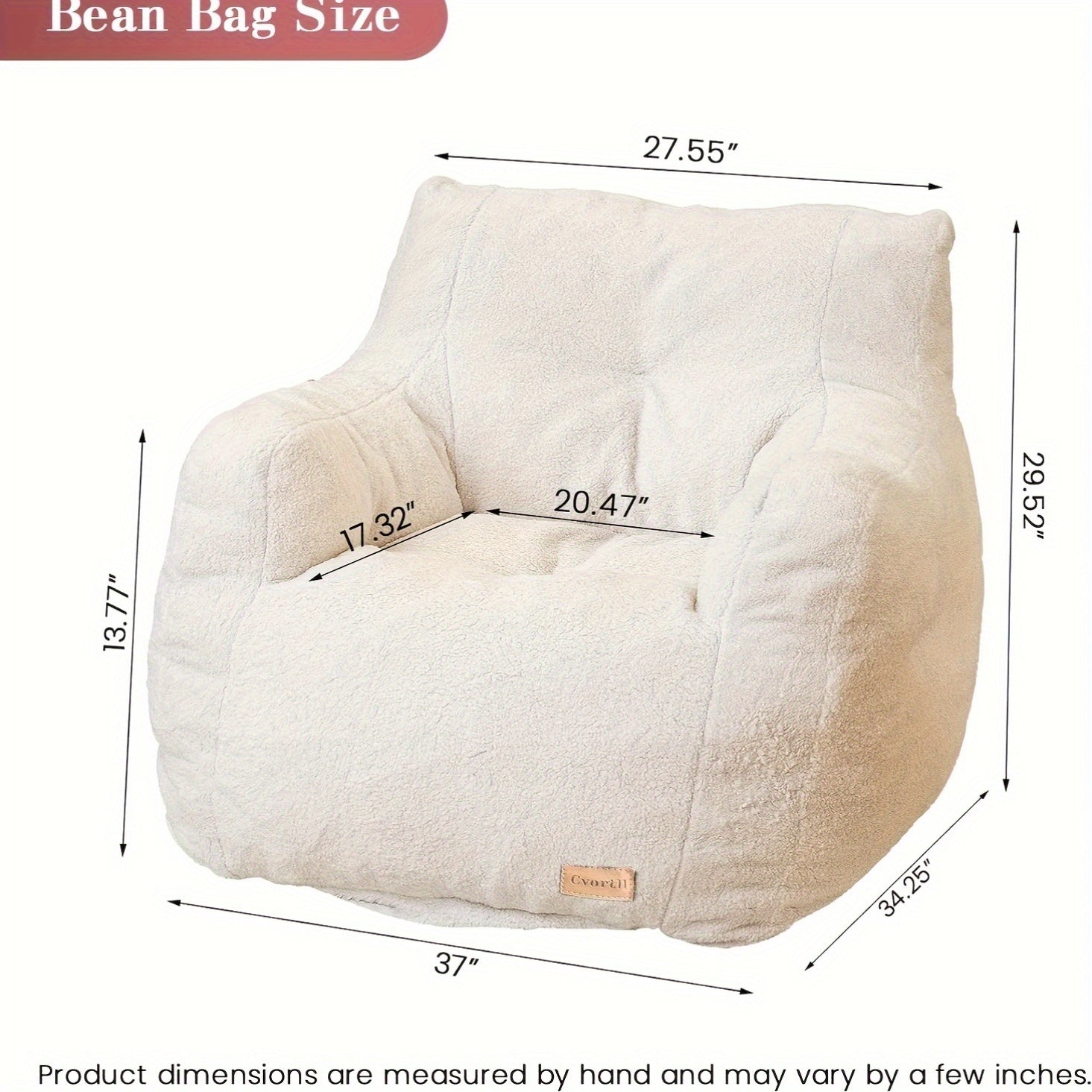 Cozy Bean Bag Sofa Fluffy & Comfy Bean Bag Chair With Filler | Tufted Soft Stuffed Filling, Handrail - For Bedroom, Apartment, Living Room