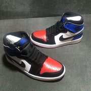 Jordan 1 High Three-Color Sneaker in Black, Blue and Red