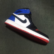 Jordan 1 High Three-Color Sneaker in Black, Blue and Red