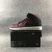 Air Jordan 1 Mid Burgundy and Black High-Top Sneakers