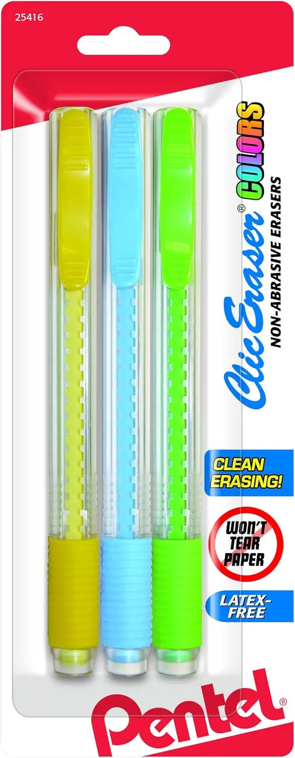 Clic Eraser Colors - Assorted 3-pack