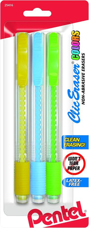 Clic Eraser Colors - Assorted 3-pack