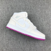 Jordan 1 Mid Grey White Fuchsia High-Top Sneakers