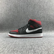 Jordan 1 Mid Black Red Canvas-Style Sneakers 554724-020