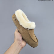 UGG Classic Mini Dipper Suede Slippers with Faux-Fur Trim