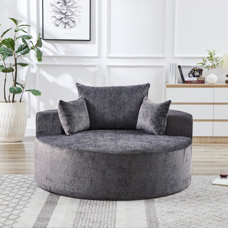55'L Chenille Sponge Single Sofa No Assembly Required Fluffy Modern Sleeper Chair for Living Room Bedroom Lounge and Projection Room Not a Swivel Chair.