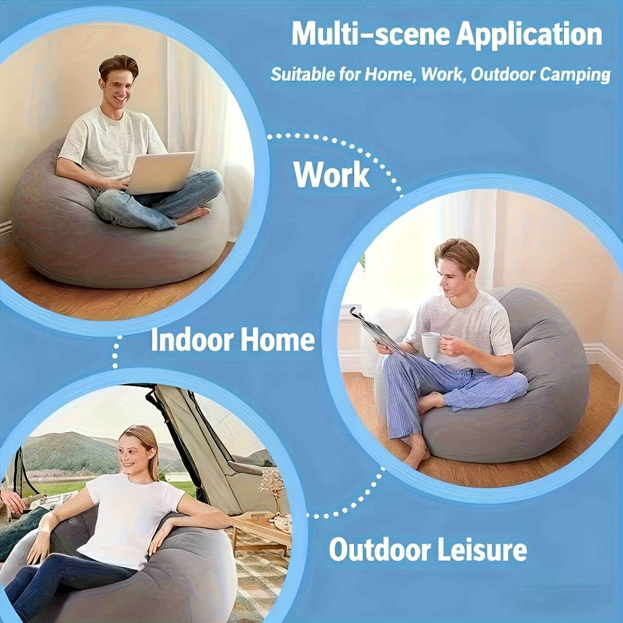 Multifunctional Inflatable Lazy Sofa | Foldable Dual-Use Outdoor Bed | Moisture-Resistant and Durable | Ideal for Office, Camping, Music Festivals | Light, Plastic Material