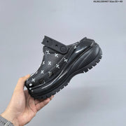 Crocs Platform Clogs Black White Print HL061300407