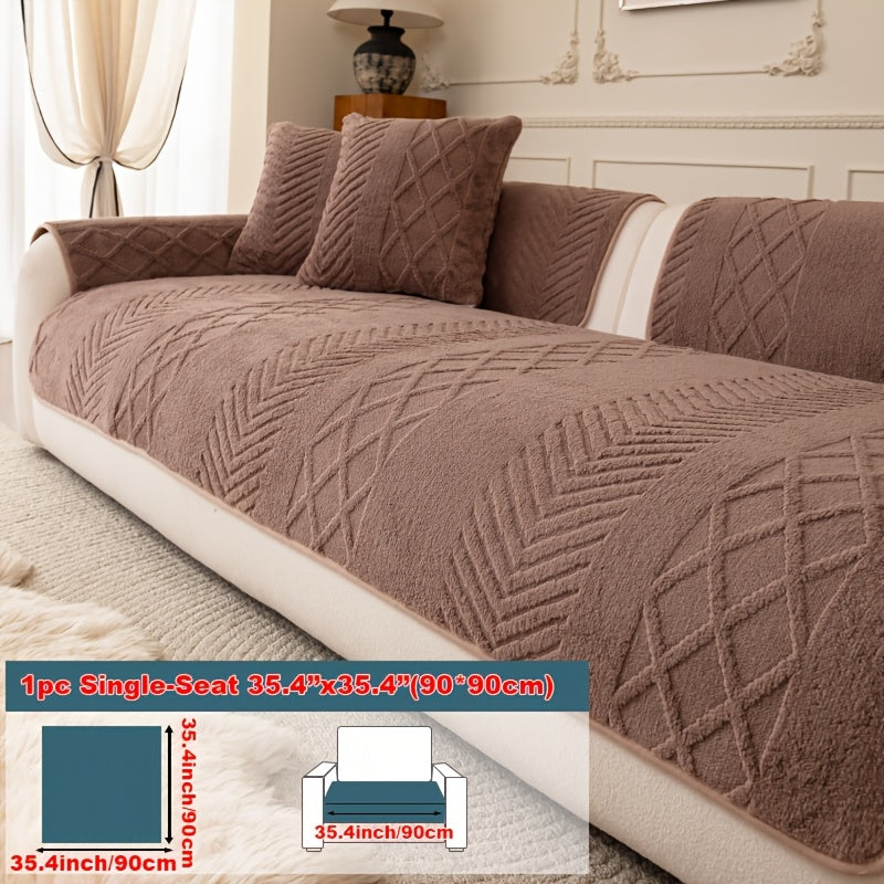 1pc of Multi-Color Plush Sofa Cushion, Cat Scratch Resistant, Machine Washable, Non-Slip Breathable Sofa Cover - First Encounter