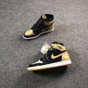 Jordan 1 High Mismatched Black Gold White Sneakers
