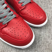 Jordan 1 Mid High-Top Sneakers in Red and Grey