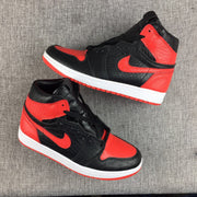 Air Jordan 1 High Black Red Scale-Textured Sneakers