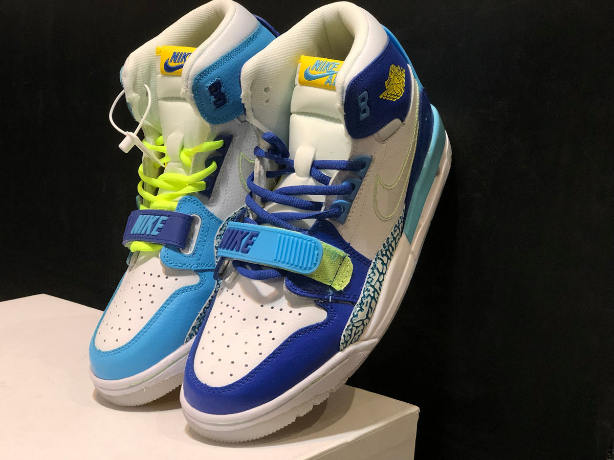 Air Jordan Legacy 312 Fly High-Top Sneakers, White and Blue