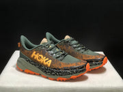 HOKA Speedgoat 6 Trail Running Shoes in Olive and Orange