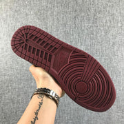 Air Jordan 1 Mid Black and Burgundy Sneakers 554724-601