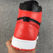 Air Jordan 1 High Black Red Scale-Textured Sneakers