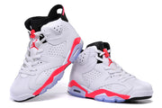 Air Jordan 6 High White and Infrared Basketball Sneakers