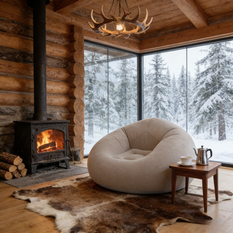 An Extra-Large Inflatable Lazy Sofa Chair | Made of Gray PVC Material, Portable And Foldable, Designed Ergonomically. Usable in All Four Seasons, Perfect for 100 Different Scenarios, Including Living Rooms And Outdoor Camping