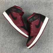 Air Jordan 1 Mid Black and Burgundy Sneakers 554724-601