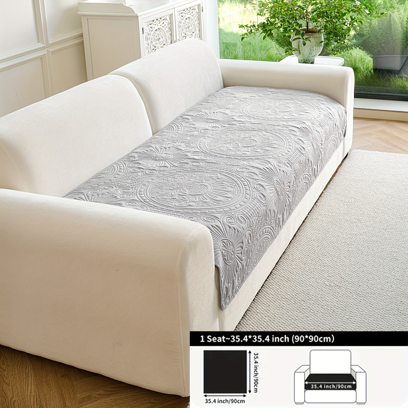 - (Yuanxin) a Single Solid Color Sofa Cushion, Featuring a Modern Ultrasonic Embossing Design, Available in Various Styles And Sizes Suitable for Different Settings, a Universal Non-Slip Sofa Cover for All Seasons, And a Furniture Protection Cover