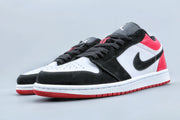 Jordan 1 Low Black Toe Sneakers Black White Red