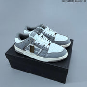 AMIRI Skeleton Low-Top Sneakers in White and Blue