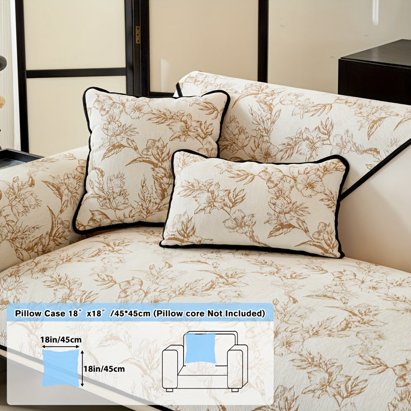 1pc of Chenille Sofa Cushion, a New High-Quality, Dust-Resistant Seat Cushion with Backrest Towel, Suitable for All Seasons, Universally Anti-Slip And Resistant to Cat Scratches, Machine Washable And Can Also Be Hand Washed