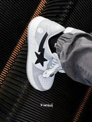 BAPE STA Low Sneakers in Gray and White