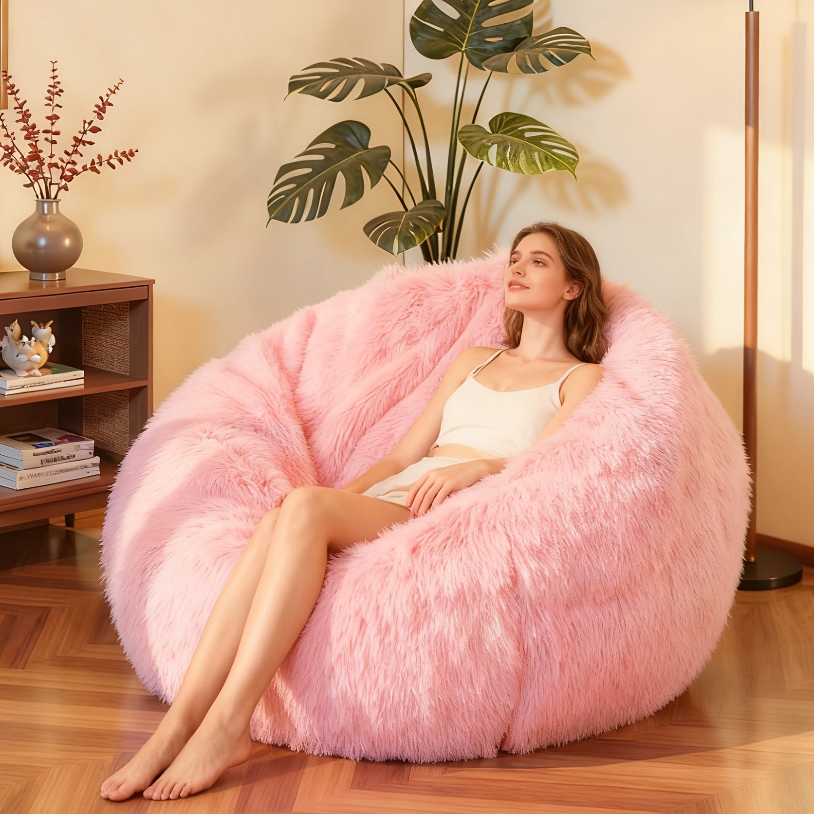 Comfort Chair Fluffy 3ft Plush Toy Storage Bean Bag Cover | No Filling, Faux Fur, Lazy Sofa