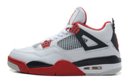 Air Jordan 4 Retro White and Red High-Top Sneakers