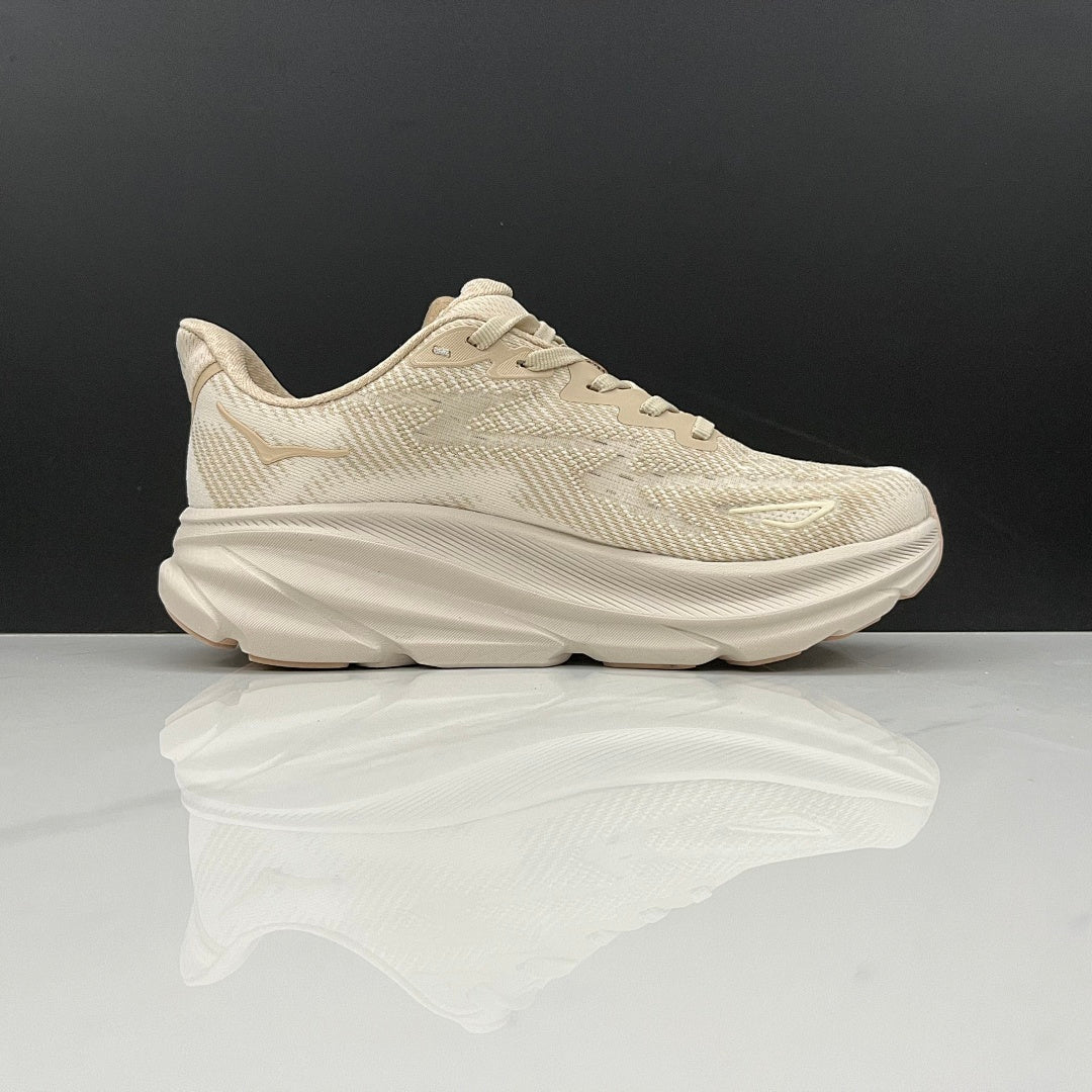 HOKA Clifton 9 Running Shoes in Beige and Tan