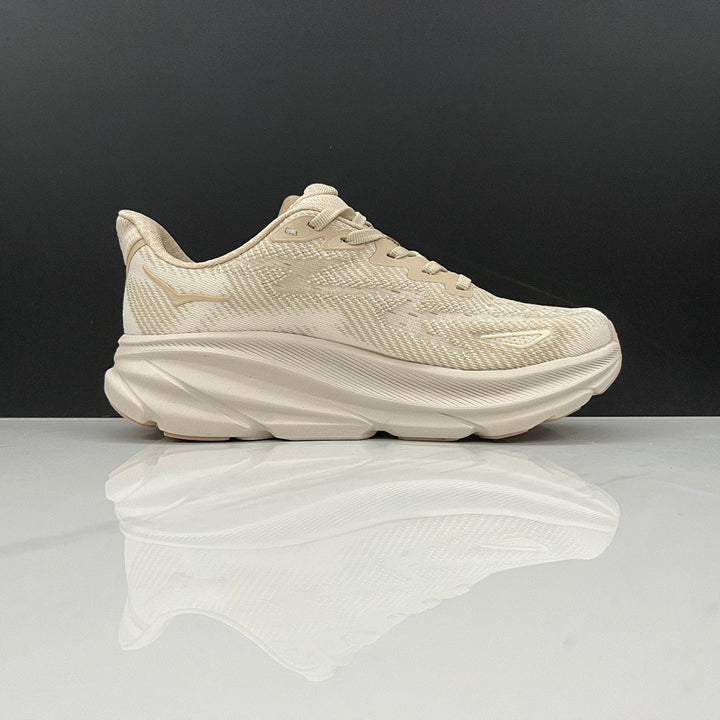 HOKA Clifton 9 Running Shoes in Beige and Tan