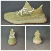 Yeezy 350 V2 Knit Sneakers in Olive Green and Cream