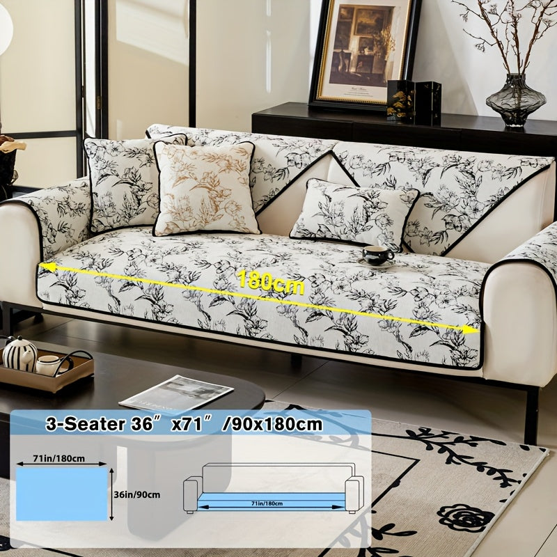 1pc of Chenille Sofa Cushion, a New High-Quality, Dust-Resistant Seat Cushion with Backrest Towel, Suitable for All Seasons, Universally Anti-Slip And Resistant to Cat Scratches, Machine Washable And Can Also Be Hand Washed